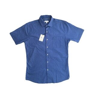 Peter Millar Men's S Moon Blue Short Sleeve Shirt Stretch Cotton Button Down NWT
